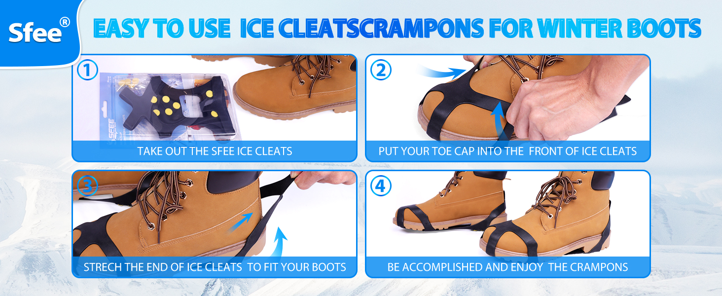 Sfee Ice Cleats for Boots Shoes