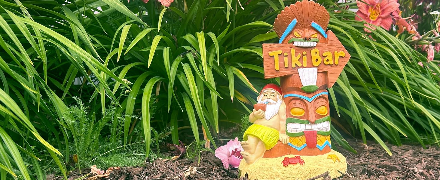 Gnometastic tiki Gnome, 10.5 inch tall, totem pole funny garden gnome staue for yard decoration