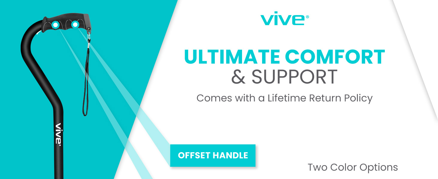 vive walking offset cane stick for men women seniors nonslip
