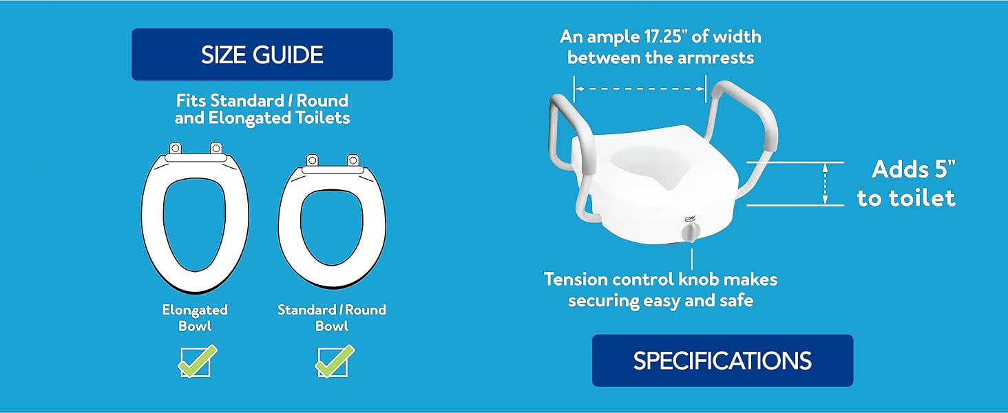 Raised Toilet Seat with Lock and Handles for Safety and Security