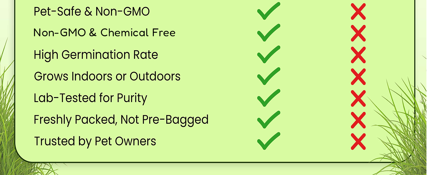 Todd's Cat Grass Seeds 100% Chemical-Free Wheatgrass, Easy Grow, 15K Seeds/lb, Pet Safe