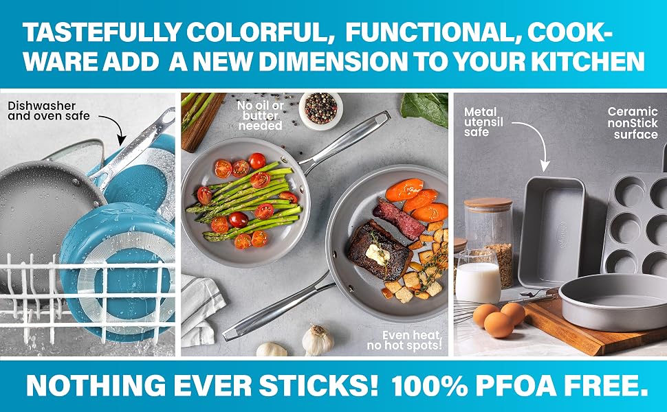 Gotahm Steel Ocean Blue cook &amp; bake set