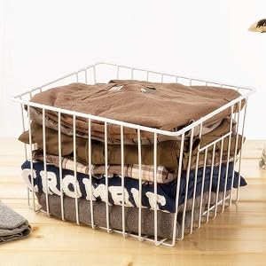 Refrigerator Freezer Baskets, Large Household Wire Storage Basket Bins Organizer