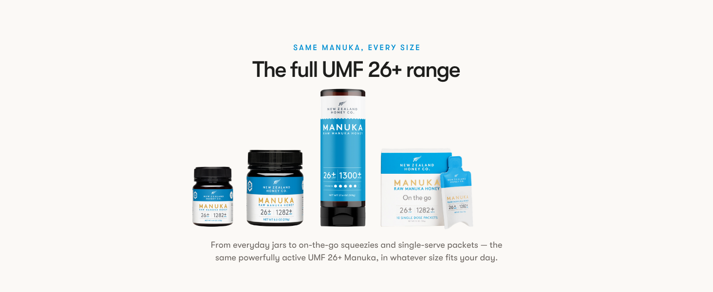 the full umf 26 range from new zealand honey co