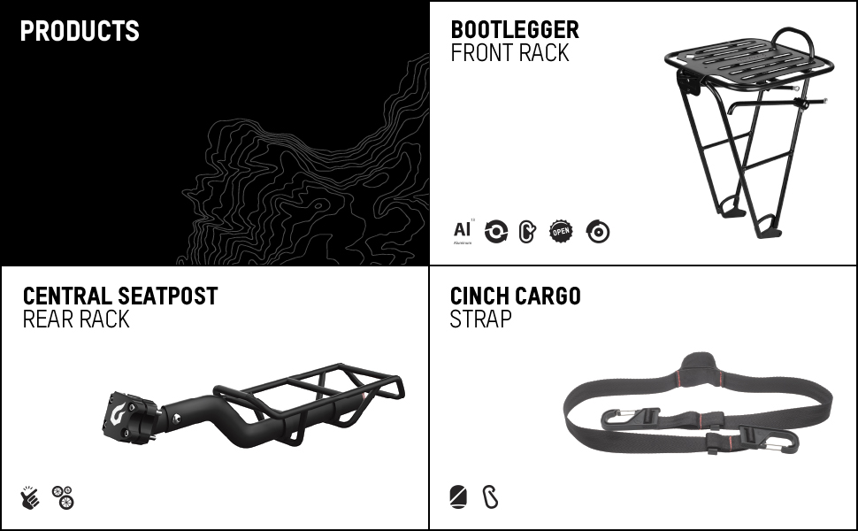 blackburn bootlegger front rack central seatpost cinch cargo