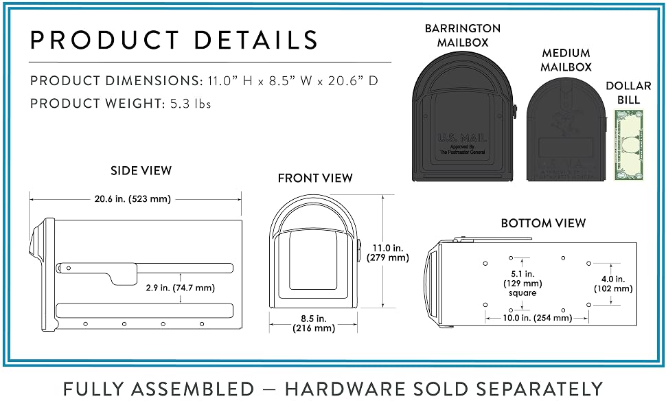 product details - dimensions - weight