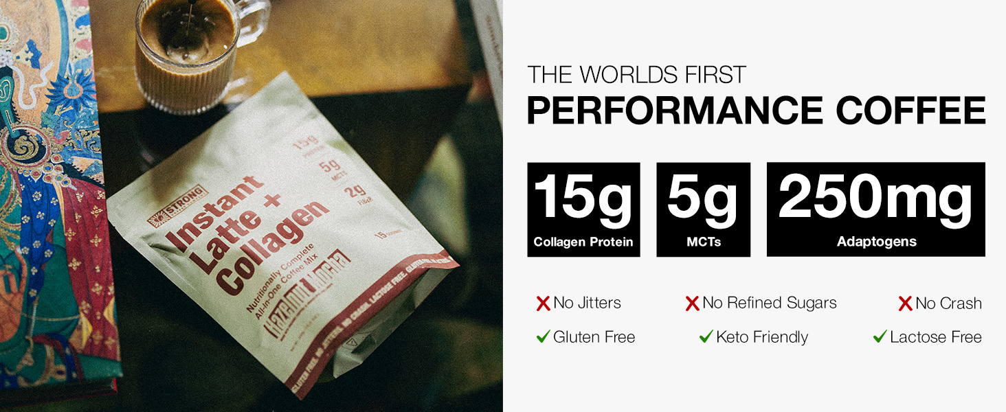 Instant coffee Collagen Coffee Protein Powder with MCT Oil, Adaptogens Nootropics