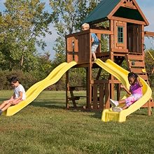 Castlebrook, WS 8355, swing set for kids, swing set with slides, wooden swing set, wooden play set