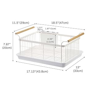 Dimension image for Dish Rack on a white background