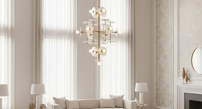 large statement chandlier warm brass