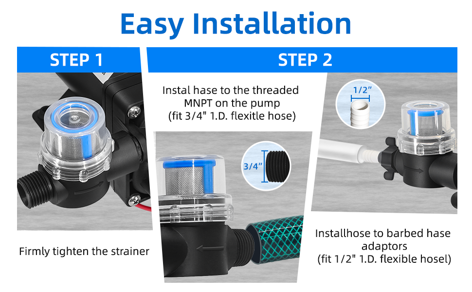 Specific installation steps for 12V RV water pumps