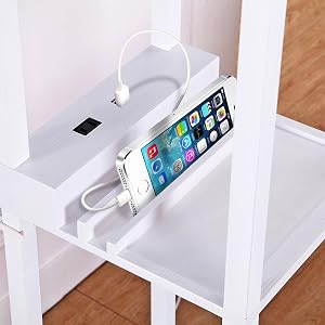 Brightech Maxwell Charging Edition - LED Shelf Floor Lamp for Living Rooms &amp; Bedrooms