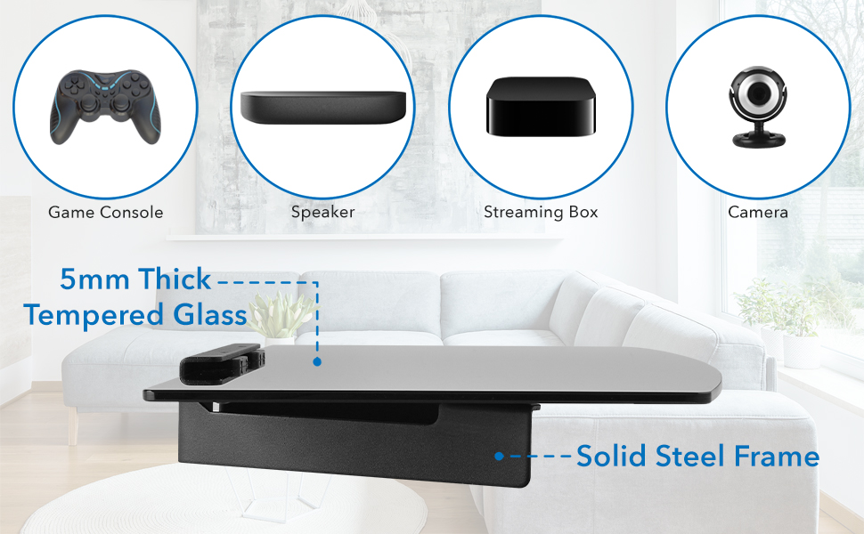 Mount-It! Cable Box Tempered Glass Shelf