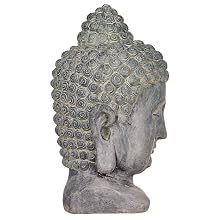 Meditating Buddha Head 18 1/2&amp;#34; High Outdoor Statue