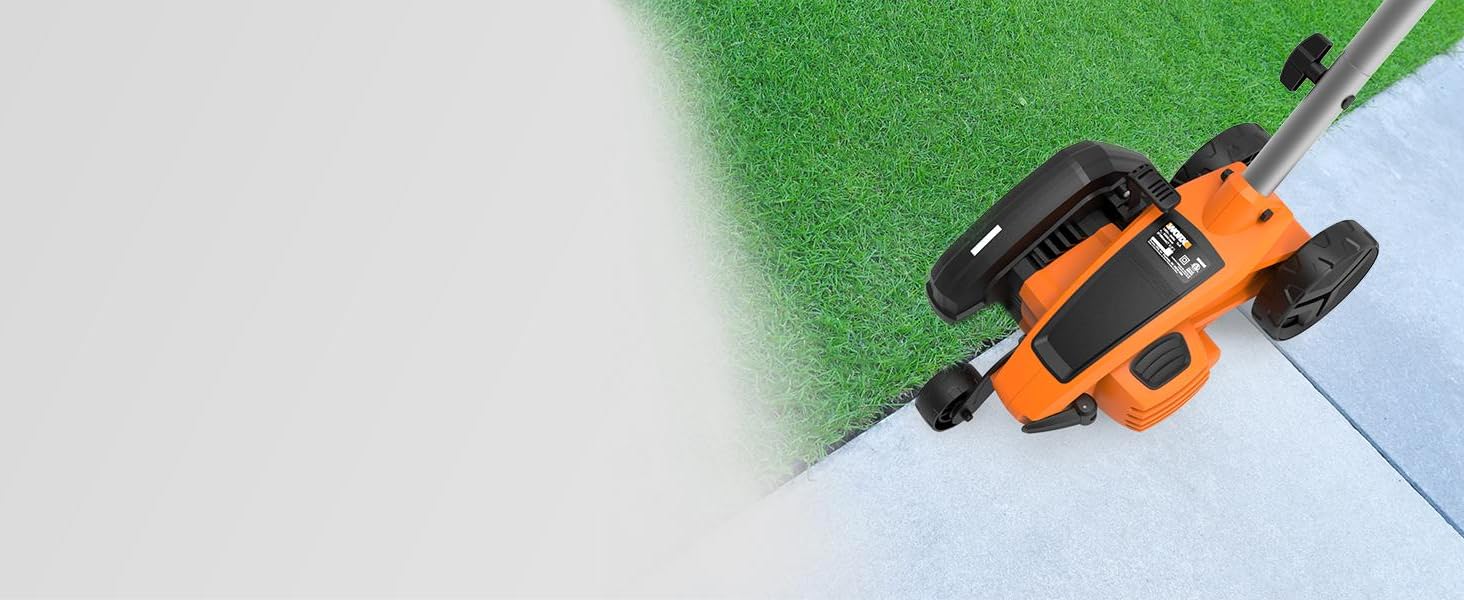 lawn edger, electric lawn edger, garden edger, lawn edging tool, grass edger, battery powered