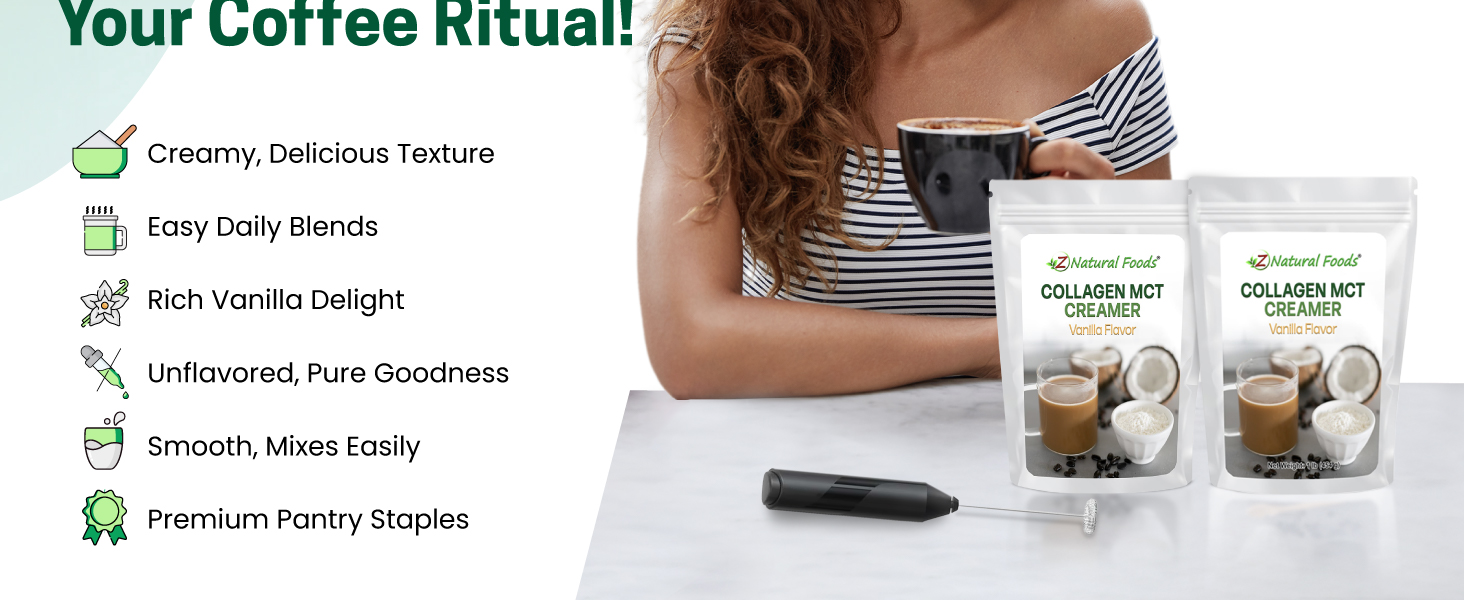 Collagen MCT Oil Creamer, Nutrient-Packed Vanilla Creamer for Cooking &amp; Baking, Gluten Free, Non-GMO