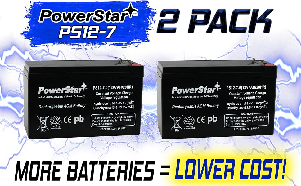 PowerStar PS12-7 2 Pack. More batteries=Lower cost!
