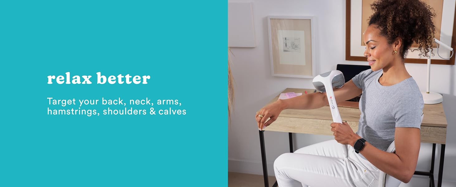 woman with handheld massager