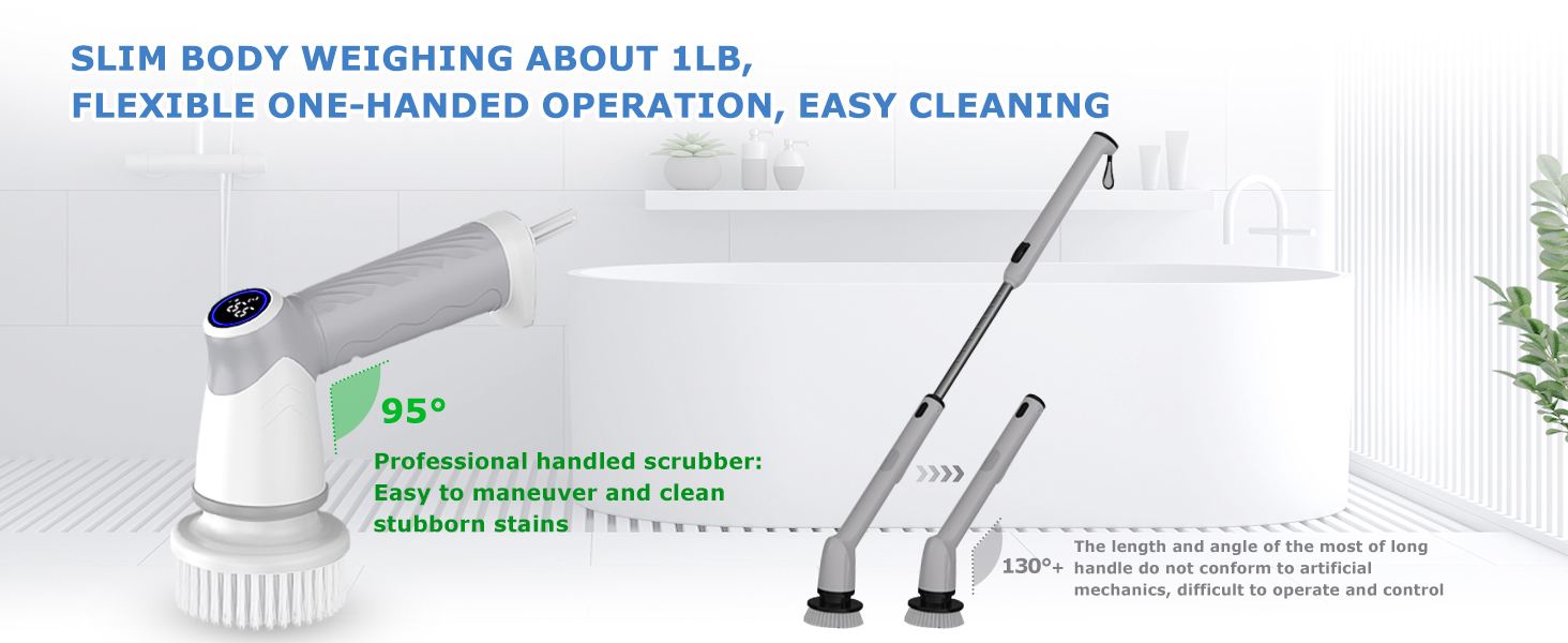 Electric Spin Scrubber, Cordless Power Scrubber Cleaning Scrubber for Bathroom