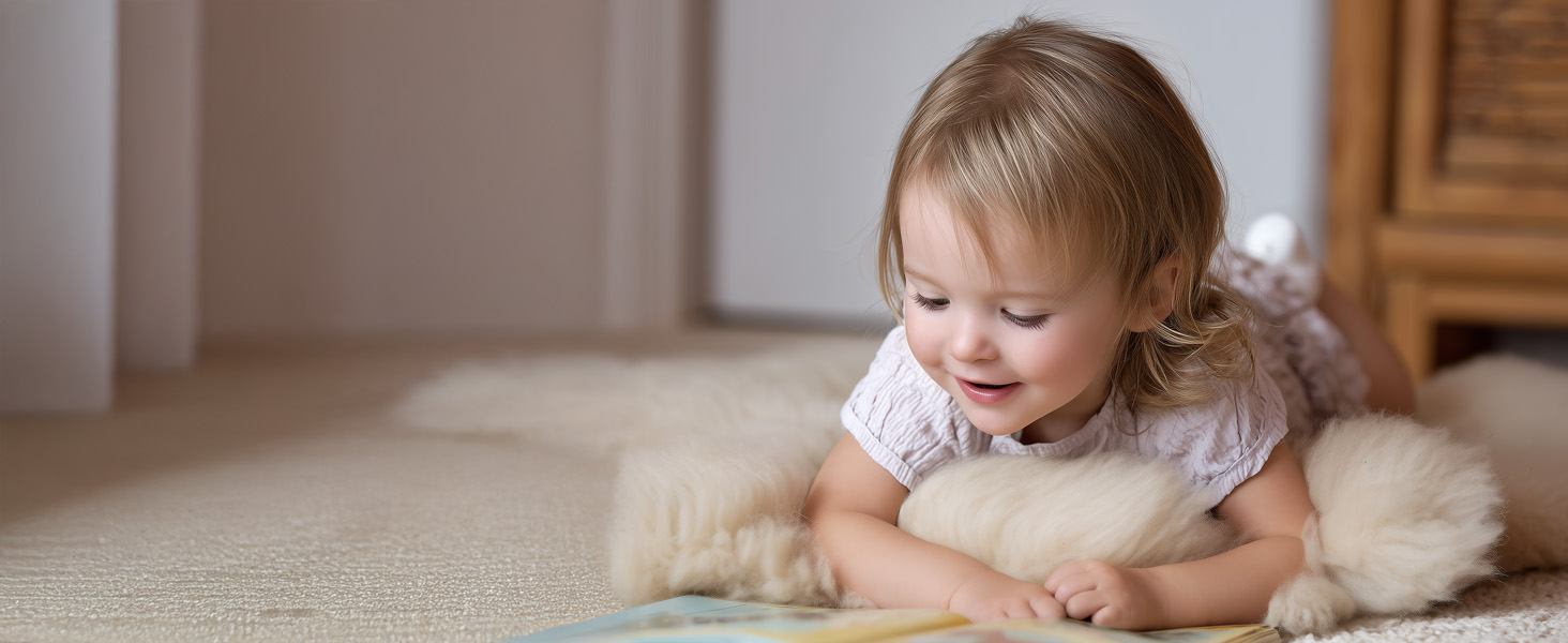 Lifestyle use of lambskin baby rug for stroller, crib, tummy time, and gifting