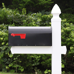 Mailbox Post System Vinyl PVC Plastic White Post with Black Mailbox