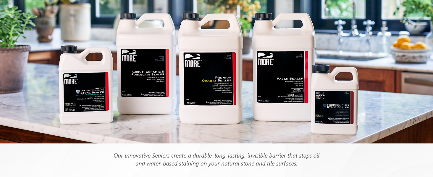 MORE Surface Care, Sealers, durable, stops oil &amp;amp; water-based staining on stone &amp;amp; tile surfaces