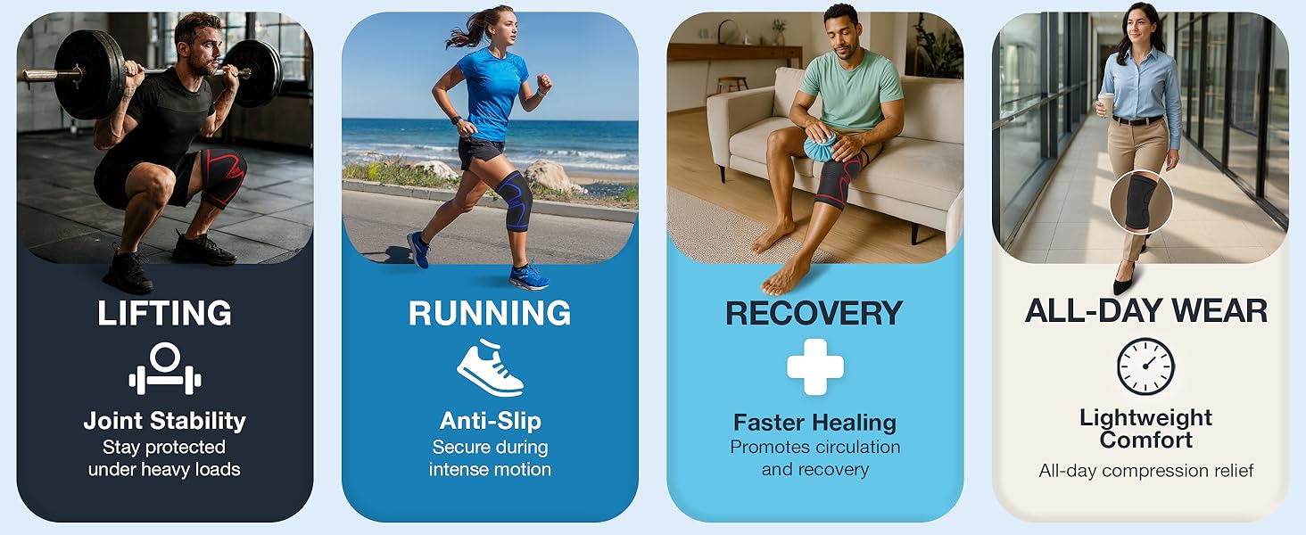 lifting running recovery all-day wear knee compression sleeve