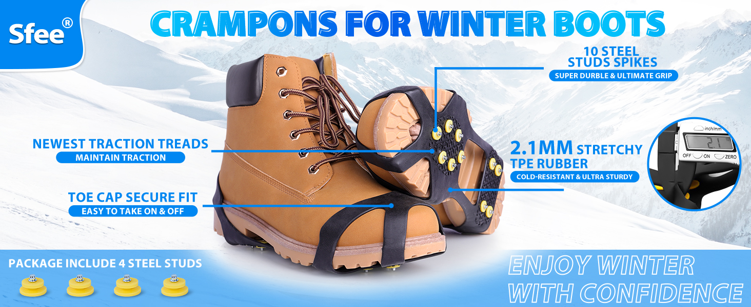 Sfee Ice Cleats for Boots Shoes