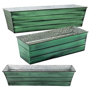 green flower box planters
