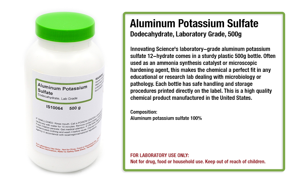 aldon innovating science chemistry chemicals solution laboratory IS10064 aluminum potassium sulfate