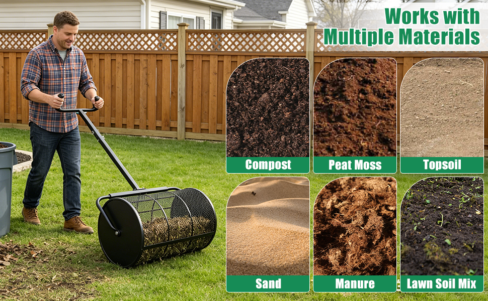 compost spreader roller for lawn