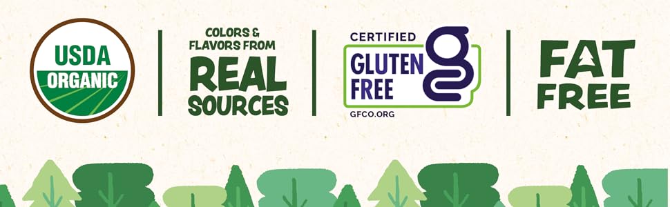 Colors and Flavors from Real Sources, Certified Gluten Free, and Fat Free