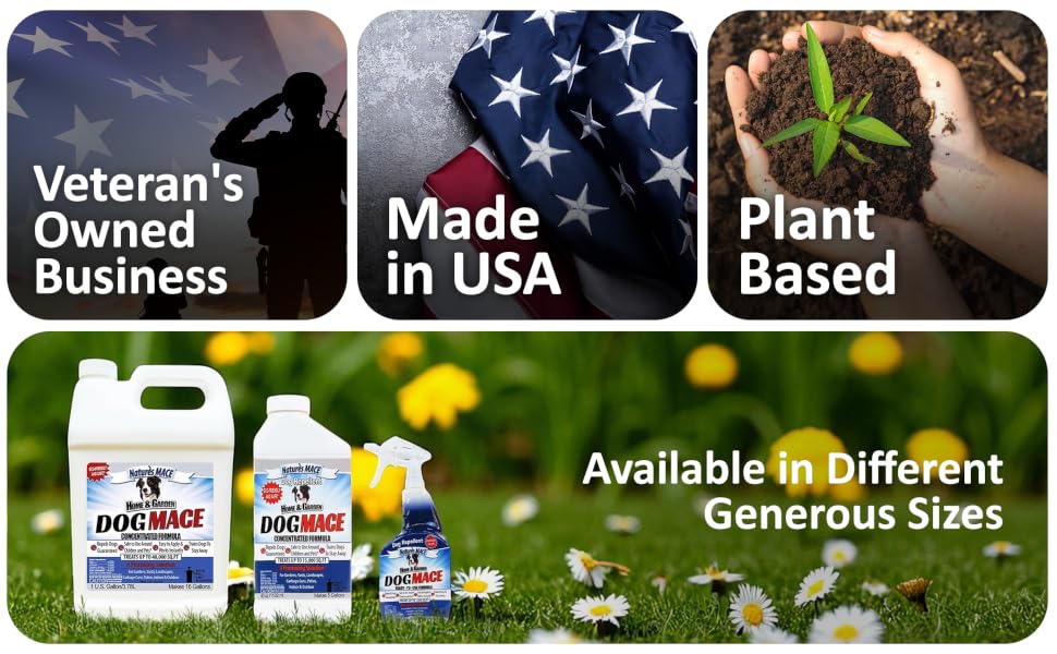 Dog MACE 1 gallon spray for dogs, safe for plants children pets with essential oils for repelling