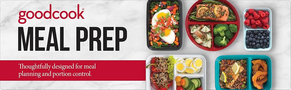 Goodcook Meal Prep. Thoughtfully designed for meal planning and portion control.