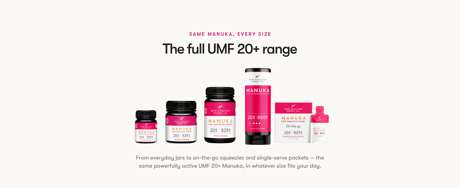 the full umf 20 range from new zealand honey co
