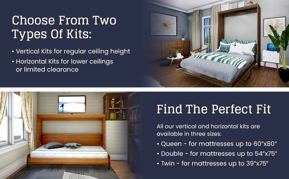 Hidden bed with secure locking system Twin-size Murphy bed for Airbnb rentals