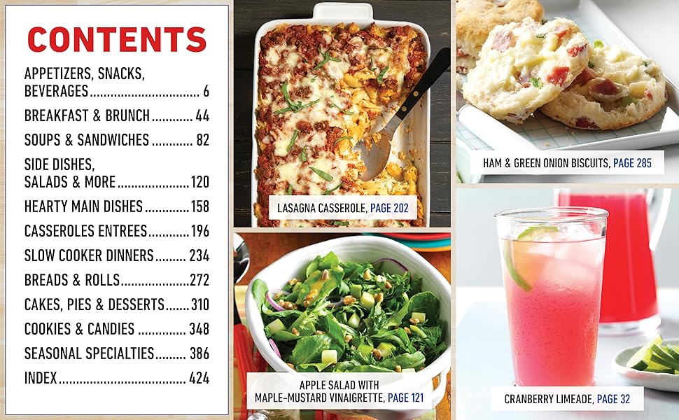 Table of Contents - from appetizers to seasonal specialties.