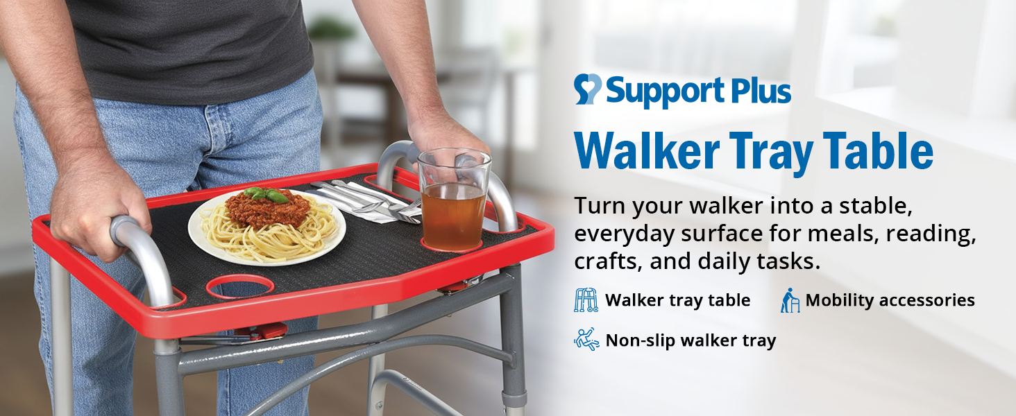 Walker tray table stable surface for meals reading crafts daily use safely