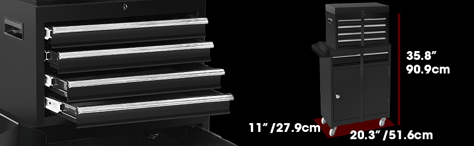Torin ROAD DAWG Rolling Garage Workshop Tool Organizer: Detachable 4 Drawer Tool Chest