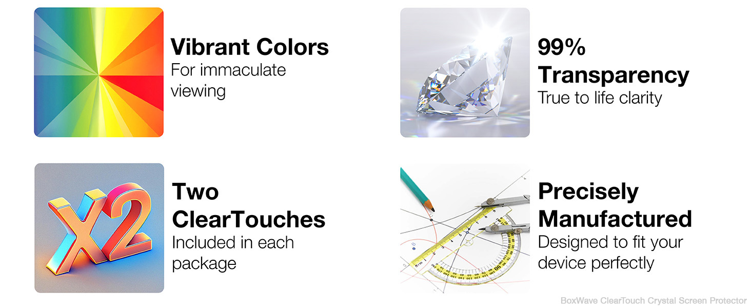 Features vibrant colors, 99% transparency, two cleartouchs per pack, Precisely manufactured