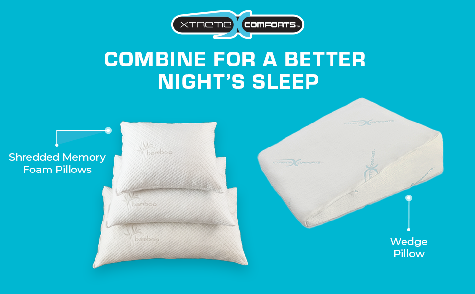 shredded memory foam pillows and wedge pillow