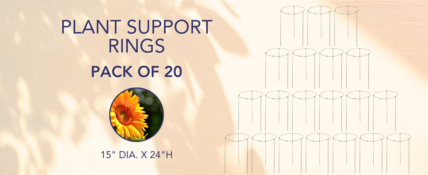 Gardman Plant Support Rings, 15" dia. x 24"H, Pack of 20