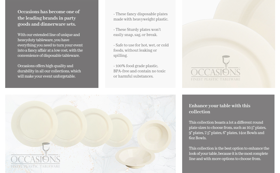 Hotel Collection Round Plain Ivory by Occasions Disposable plates3