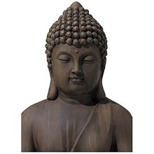 Sitting Buddha 29 1/2" High Dark Sandstone Outdoor Statue