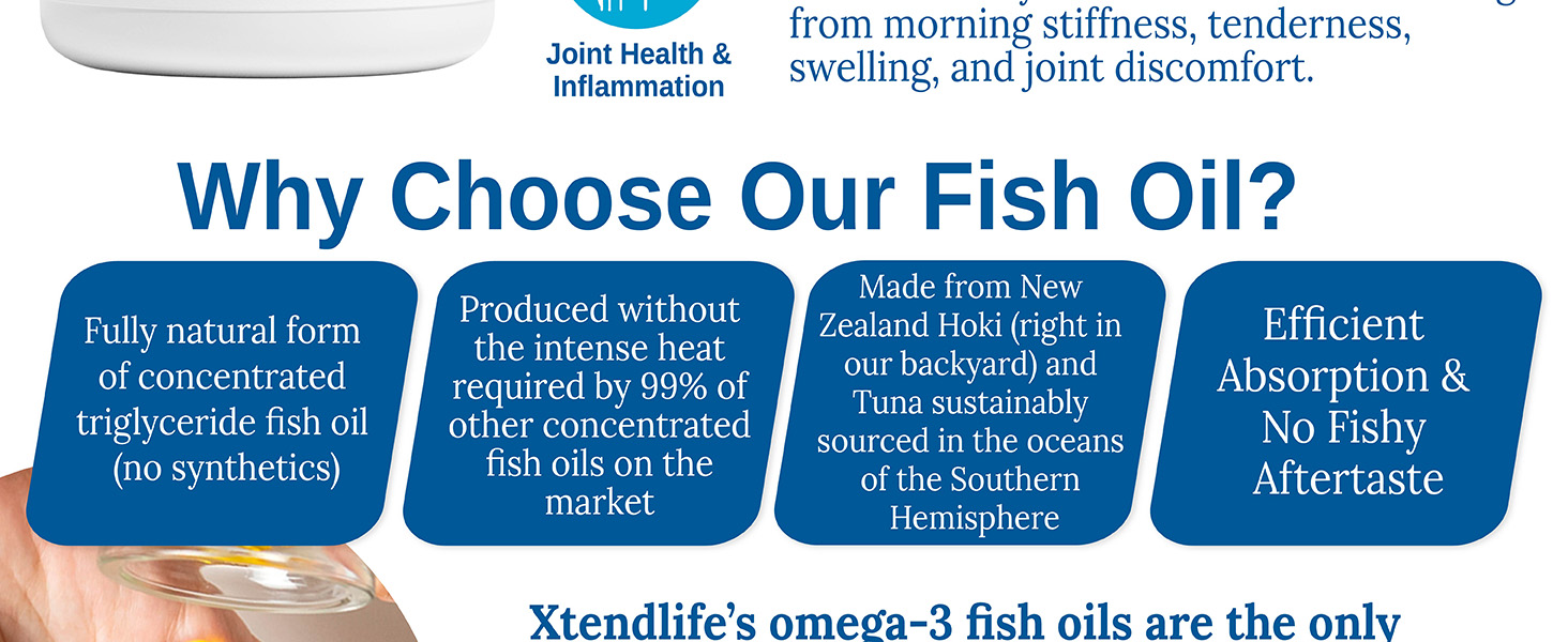 Fish Oil, XtendLife, Triglyceride Fish Oil, No Fishy Aftertaste, Omega 3/ DHA, New Zealand Fish Oil