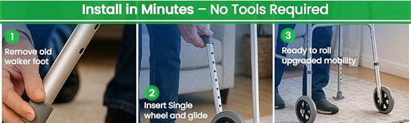 HEALTHLINE Walker 5 Inch Wheels and Glides