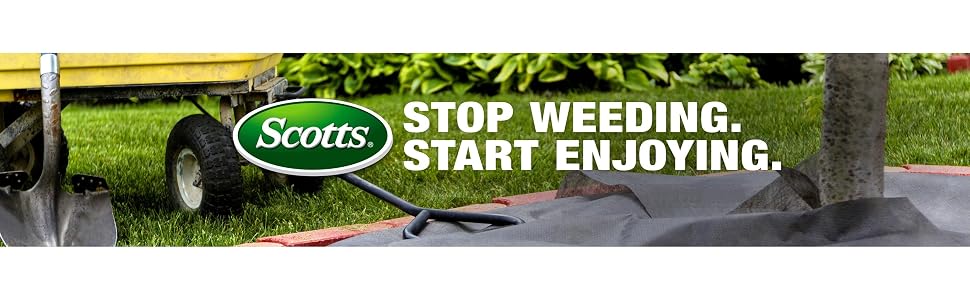 Scotts landscape barrier fabric for weed prevention while gardening outdoors.