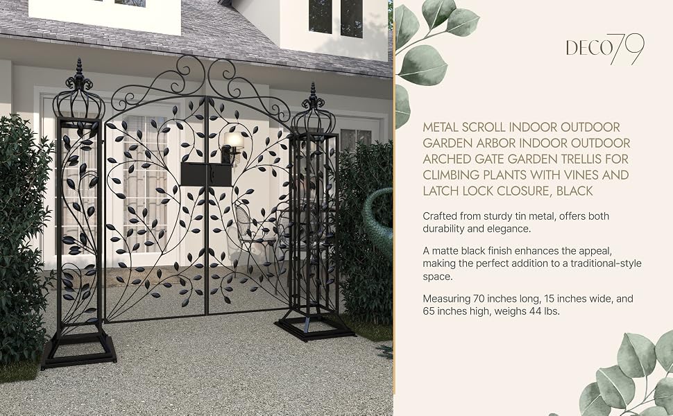 Deco 79 Traditional Black Garden Arbor