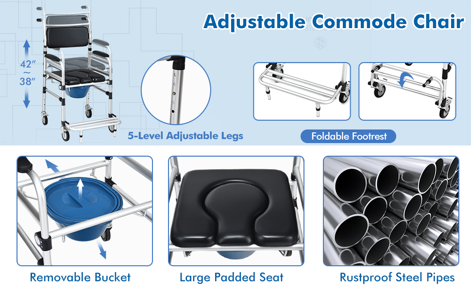 Shower Commode Wheelchair