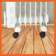 comfort zone portable space heater has 360 degree swivel castors for ease of transport